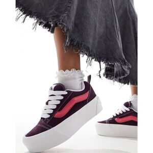 Vans Knu Stacked platform sneakers in purple and pink Nwt Size 9